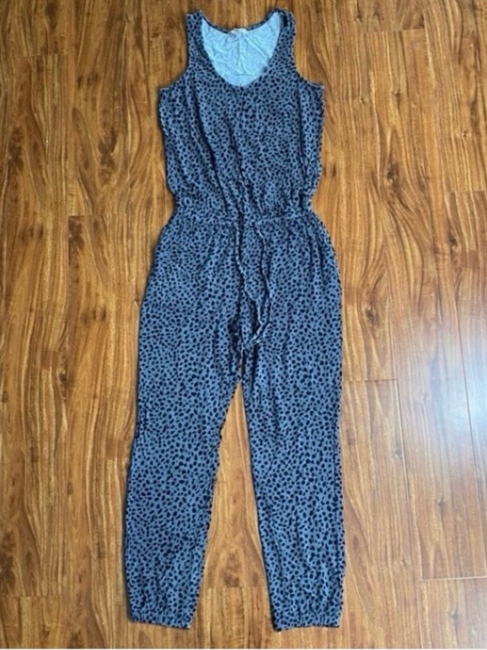 Banana Republic Womens Gray Cheetah Print Drawstring Jogger Jumpsuit XS Boho